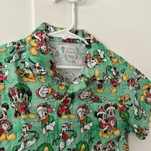 WORN ONCE Disney Minnie and Mickey Holiday Button Shirt